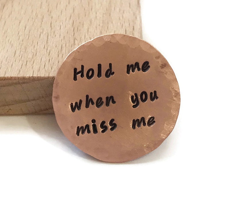 Mens Personalized Copper Pocket Token, Long Distance Relationship, Hand Stamped Gift For Him, Engraved Pocket Coin, Custom Golf Ball Marker image 2