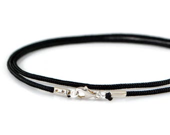 Mens Cord Choker. Sterling Silver. Simple Choker. Simple Necklace. Mens Choker. Womens Choker. Gift For Him. Gift For Her. Black Choker.