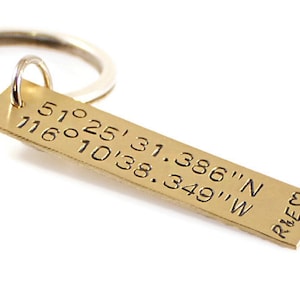 Anniversary Gift for Him Her, Latitude Longitude Keychain, Personalized Keychain, GPS Coordinates, Custom Coordinates Keychain, for Couples