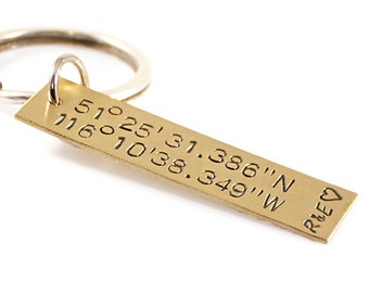 Anniversary Gift for Him Her, Latitude Longitude Keychain, Personalized Keychain, GPS Coordinates, Custom Coordinates Keychain, for Couples