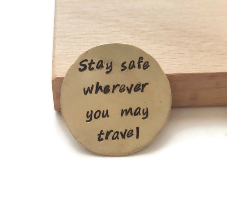 Stay Safe Wherever You May Travel, Long Distance Relationship, Travel Gifts For Men, Custom Pocket Coin, Personalized Token, Wallet Insert 