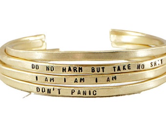 Personalized Cuff Bracelet. Womens Bracelet. Motivational Gift. Positive Mantra Jewelry. Do No Harm. Birthday Gift For Her. Girlfriend Gift