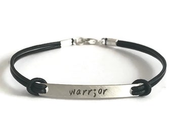 Warrior Bracelet Men Women, Personalized Meaningful Gift, Cancer Survivor, Cancer Warrior, Cancer Encouragement, Motivational Mantra Gift