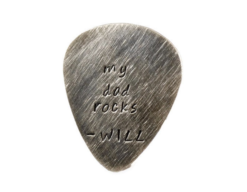 MY DAD ROCKS Fathers Day Gift Copper Guitar Pick Personalized Gift for Dad Gift For father Engraved Pocket Token Gift For men image 2