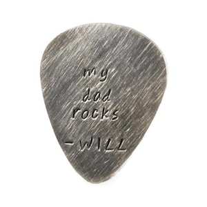 MY DAD ROCKS Fathers Day Gift Copper Guitar Pick Personalized Gift for Dad Gift For father Engraved Pocket Token Gift For men image 3