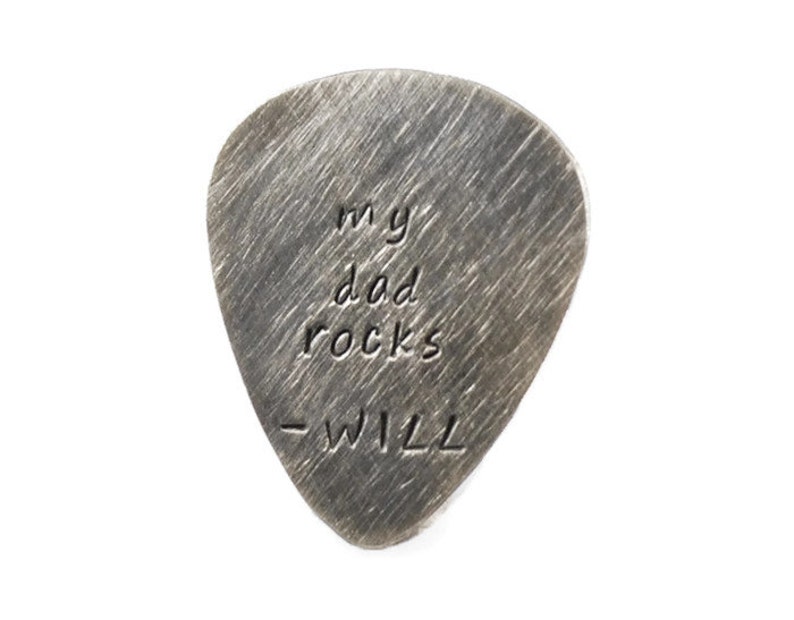 MY DAD ROCKS Fathers Day Gift Copper Guitar Pick Personalized Gift for Dad Gift For father Engraved Pocket Token Gift For men image 3