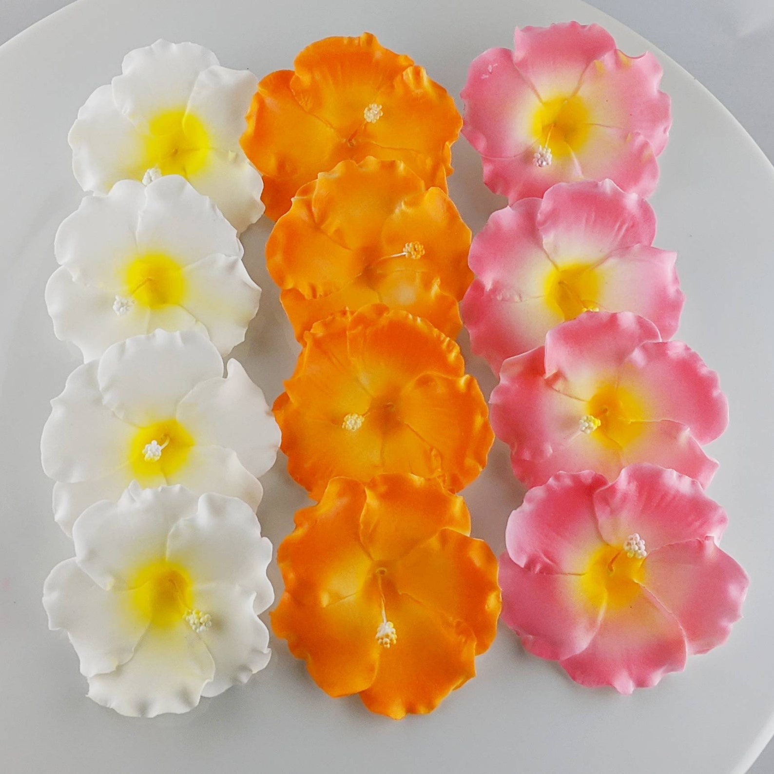 12 Hibiscus Sugar Flowers Plumeria & Monstera Leaves Option Etsy