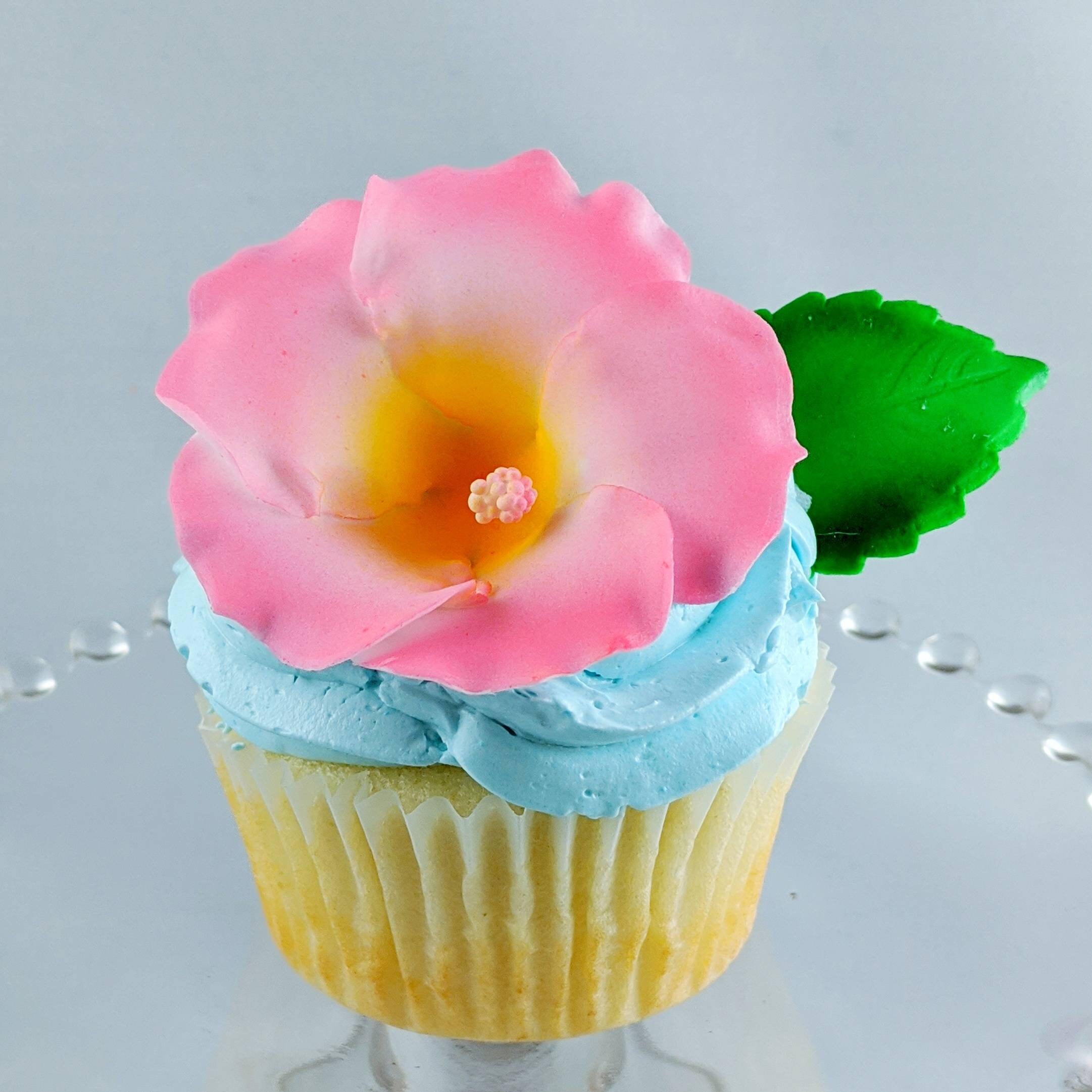 12 Hibiscus Sugar Flowers Plumeria & Monstera Leaves Option Etsy