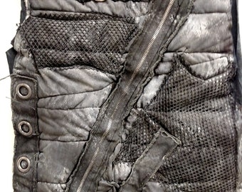 Auf Bestellung Schwarz Genäht Post Apocalyptic Zipper Shirt