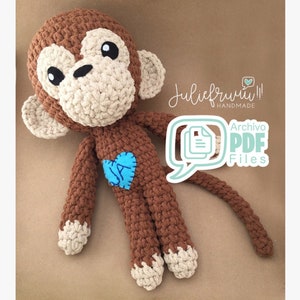 PATRÓN/PATTERN: Monkey Amigurumi, Mono Monito crochet English and Spanish, DIY, birthday, handmade gift, hazlo tu mismo