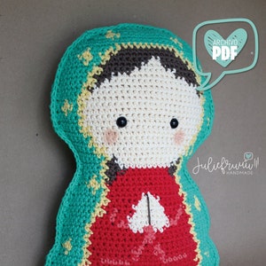 PATTERN/PATRÓN Written-Graphic Escrito&Gráfico Almohada Virgen de Guadalupe Our Lady of Guadalupe Pillow Plushie Crochet DIY Hazlo tu mismo