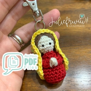 PATRÓN Instrucciones en español para hacer Llavero Amigurumi Virgen de Guadalupe DIY Hazlo tu misma a crochet