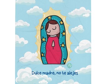 Colchita Virgen de Guadalupe nubes Throw Blanket