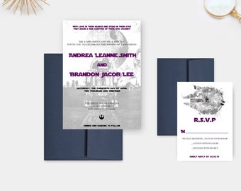 Star Wars Wedding Invitations, Disney Weddings, Fairytale Wedding Invite Set - DEPOSIT