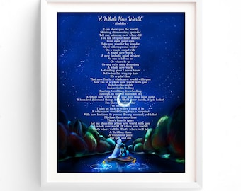 Aladdin, Jasmine and Aladdin, A Whole New World Song Lyrics, Disney Wedding Gift, Personalized Bride & Groom Gift