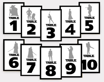 Star Wars Table Numbers, Disney Theme Weddings, Fairytale Weddings , Star Wars Weddings, Star Wars Theme Party