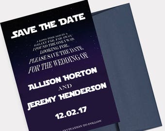 Star Wars Save the Dates, Star Wars Theme Weddings, Disney Wedding Announcement, Star Wars Wedding