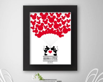Mickey and Minnie Guest Book Alternative, Unique Keepsake Poster, Disney Theme Weddings, Bride and Groom Gift -11x14, 16x20, 20x24, 24x36
