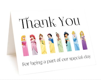Disney Gracias Tarjetas, Notas de Gracias de Boda, Bodas de Disney, Fiesta de Novia Gracias, Tarjetas de Dama de Honor - Sobres Incluidos