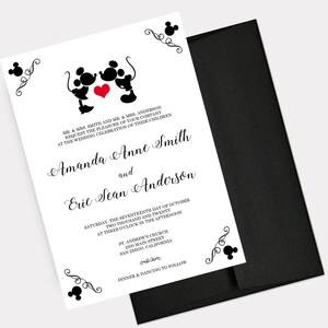 Disney Wedding Invitations, Mickey and Minnie Wedding, Disney Invitation, Fairytale Invite, Invitations for Wedding image 2