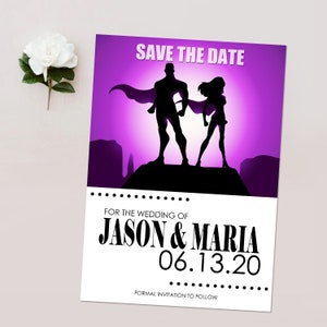 Superheld Comic Save the Date, Superheld Thema Hochzeit, Geek Hochzeitseinladung - PRINTABLE - Download