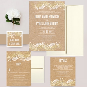 Rustic Wedding Invitations, Country, Floral, Burlap, Wedding Cards, Romantic Invites, Wedding Invitation Set