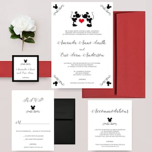 Disney Wedding Invitations, Mickey and Minnie Wedding, Disney Invitation, Fairytale Invite, Invitations for Wedding image 1