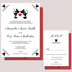Disney Wedding Invitations, Mickey and Minnie Wedding, Disney Invitation, Fairytale Invite, Invitations for Wedding image 3