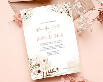Rustieke herfst Boho bloemen huwelijksuitnodigingen, herfst bruiloft uitnodiging Set, herfst bruiloft uitnodigen Suite