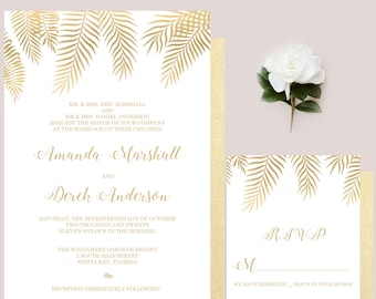 Adair Wedding Invitation & Correspondence Set  Vintage Botanical Forest Pine  Mountain Sketches  Gold foil printing  Sample Set