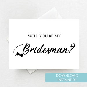 Will You Be My Bridesman / Bridesman Chiedendo Card, Bridesman Wedding Propsal Card - Download istantaneo