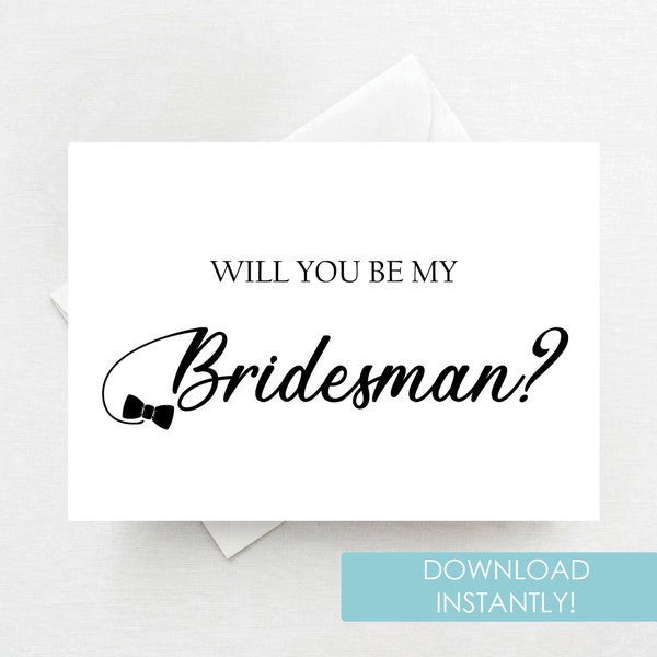 Will You Be My Bridesman | Bridesman Asking Card, Bridesman Wedding Propsal Card -  Instant Download