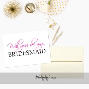 Willst du meine Brautjungfer Karte, Hot Pink, Brautjungfer und Trauzeugin Karten - PRINTABLE - Instant Download