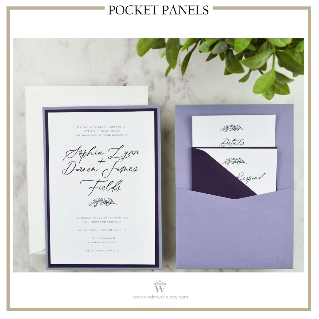 Pocket Wedding Invitation, DIY Wedding Invitations, A7 Pocket Panel Invites, Pocket Envelope