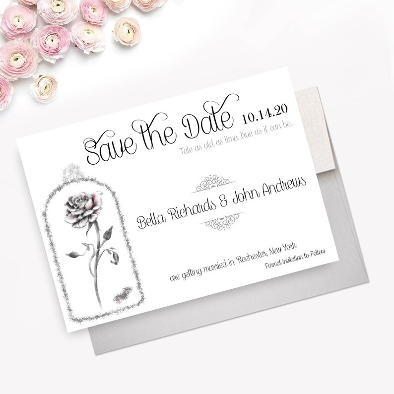 Beauty And The Beast Wedding Save The Dates Disney Weddings Etsy