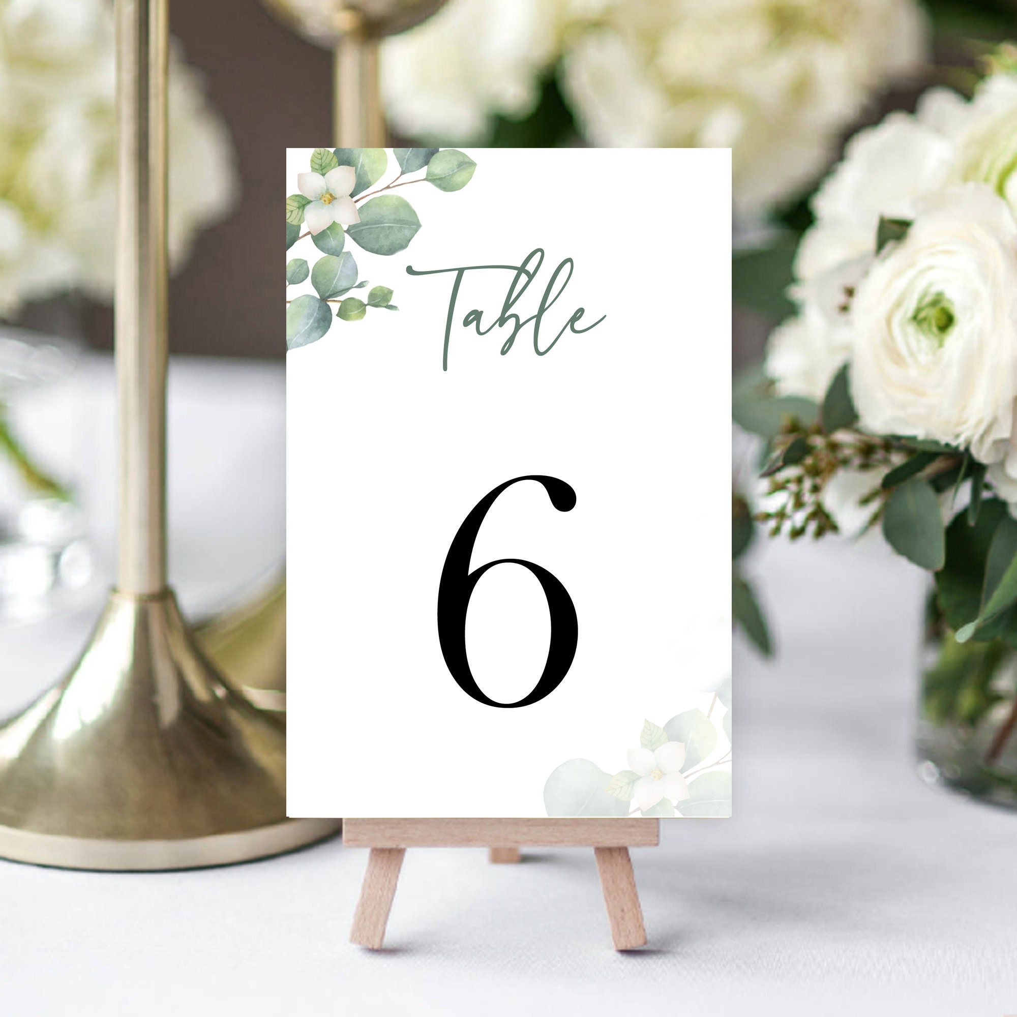 Wedding Table Numbers, Elegant Eucalyptus Greenery Table Number Cards, Printed Table Numbers, Wedding Table Decor