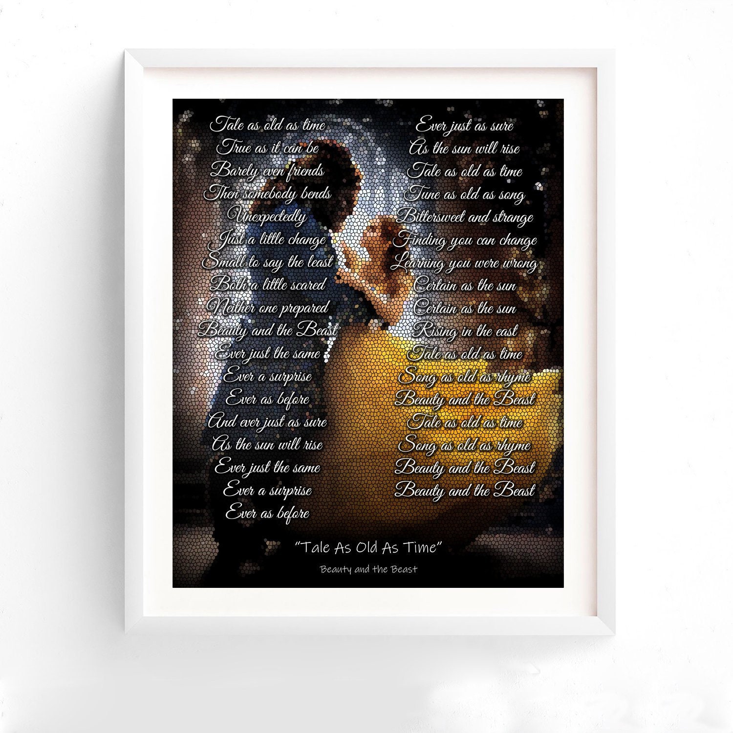 Beauty and the Beast, Tale As Old As Time Song Lyrics, Belle and Beast  Disney Wedding Gift, Personalized Gift