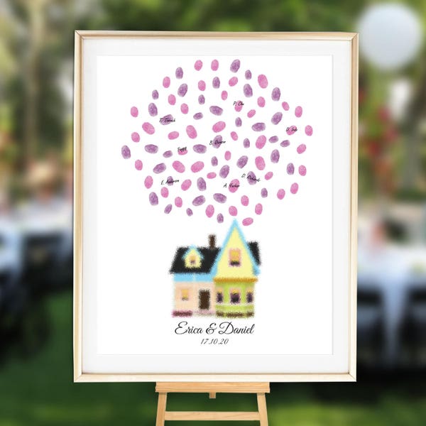 Up House Thumbprint Guest Book, Carl & Ellie Wedding Guest Book Alternative, Wedding Keepsake, Wedding Gift