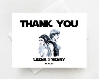 Star Wars Boda Gracias Tarjetas, Disney Tema Bodas, Boda Gracias Tarjetas, Tarjetas De nueva- PEDIDO MINIMO 10