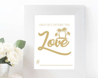 Beach Wedding Hashtag Sign, Help Us Capture the Love, Hashtag Sign, Photo Sign, Printable sign, Instagram Sign - INSTANT DOWNLOAD - BW222