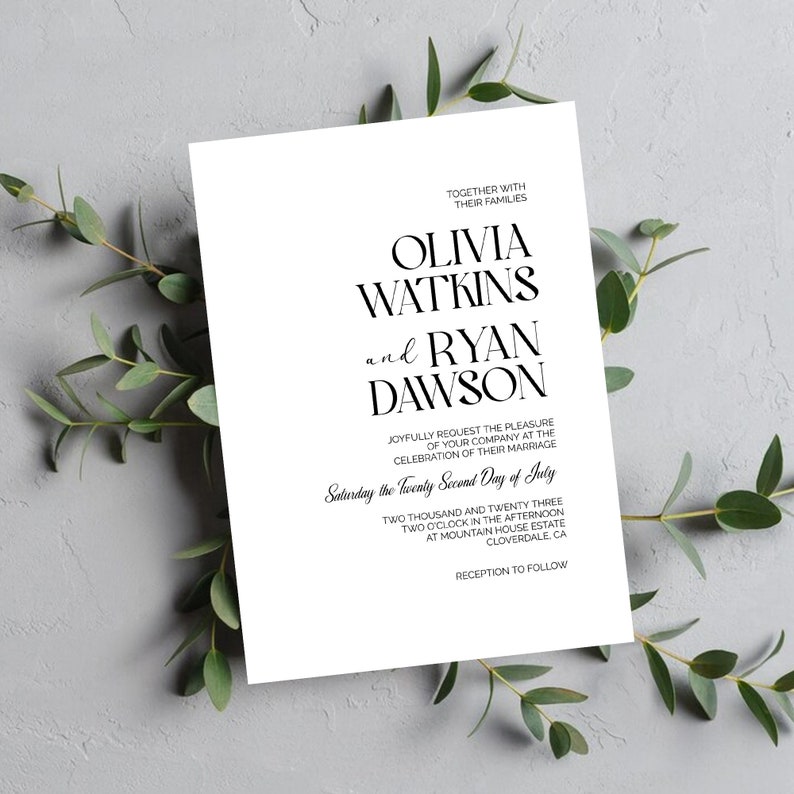 Minimal Wedding Invitation Template, Minimalist Wedding Invite Suite, Editable Template Wedding Invitations, Modern Invites image 4
