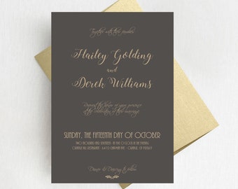 Rustic Wedding Invitation Suite, Elegant Calligraphy Script Wedding Invitation Set Suite, Printed Invitations - DEPOSIT