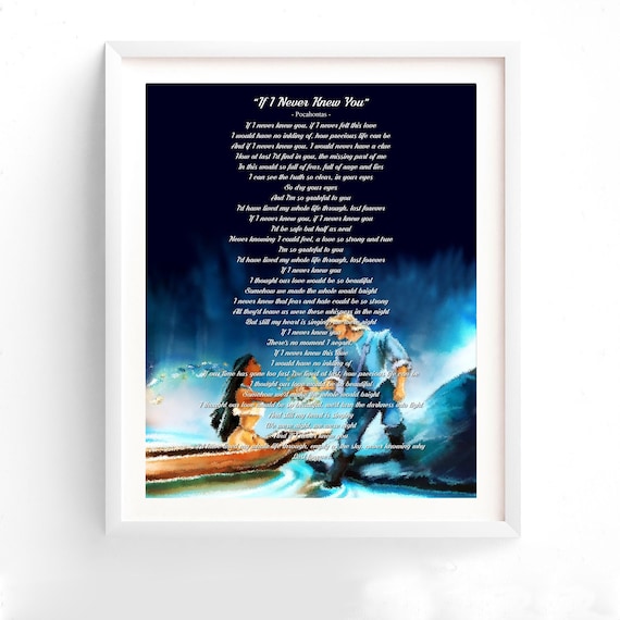 Pocahontas Song Lyrics If I Never Knew You Song Lyrics Etsy