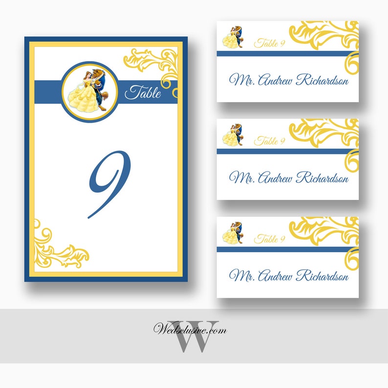 Beauty and the Beast Place Cards Wedding Escort Cards