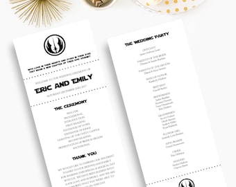 Star Wars Wedding Programs, Disney Wedding Programs, Fairytale Wedding, Order of Service, Wedding Ceremony Cards