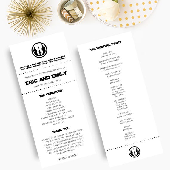 Star Wars Wedding Programs Disney Wedding Programs Fairytale Etsy
