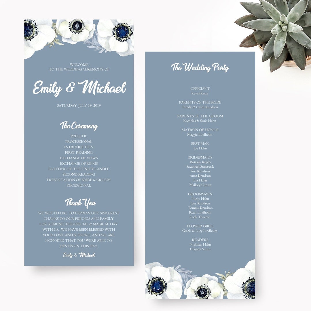 Programas de boda de ceremonia de boda Etsy