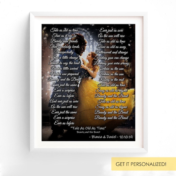 Beauty And The Beast Tale As Old As Time Song Lyrics Belle Etsy Uk