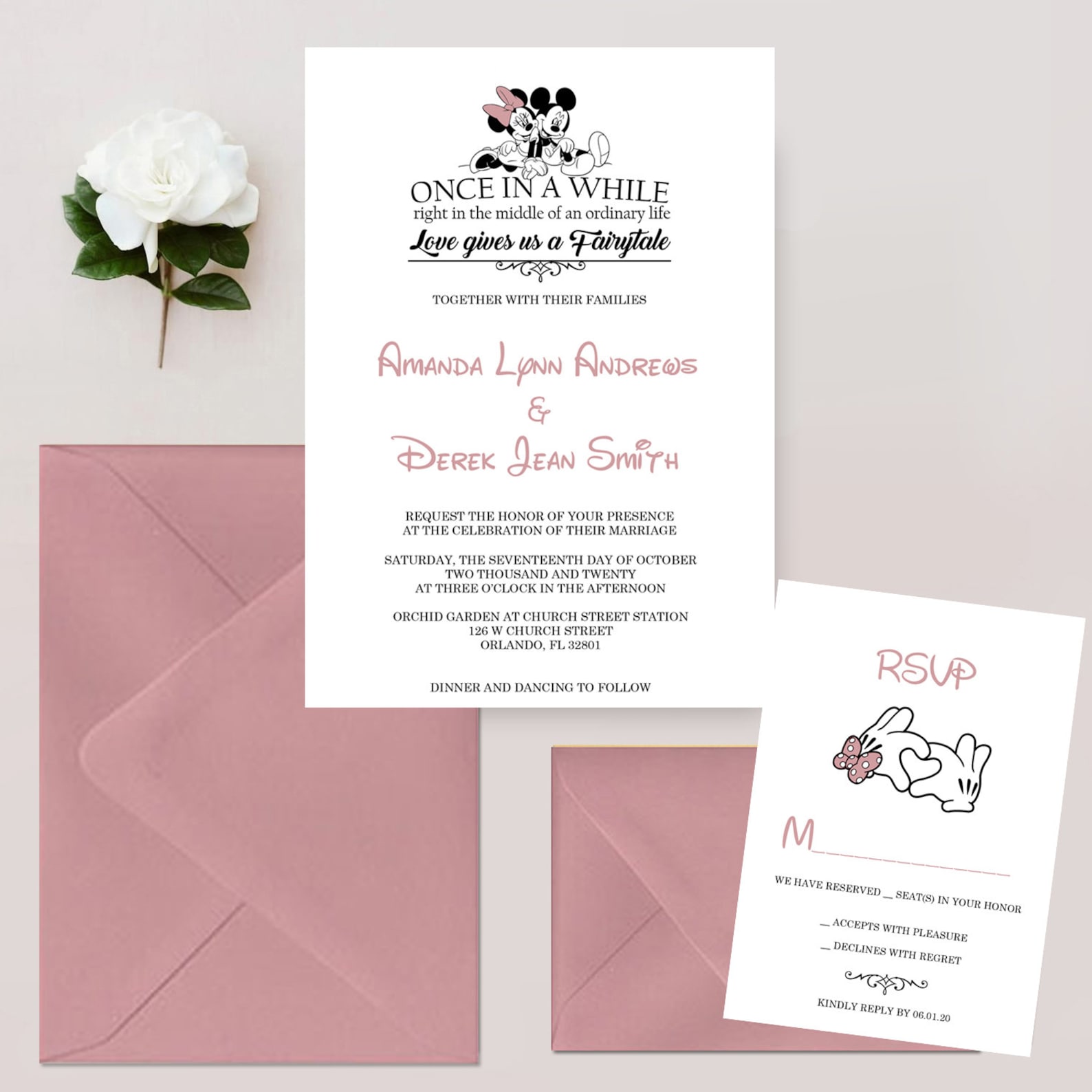 Mickey and Minnie Mouse Wedding Invitations Mickey and Minnie Etsy