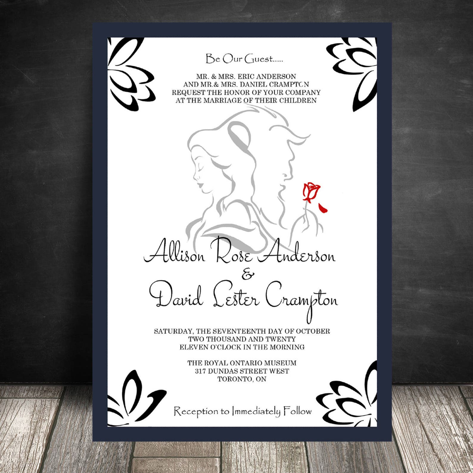 Beauty and the Beast Wedding Invitations Disney Wedding Etsy